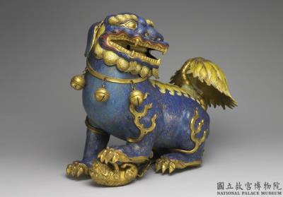 图片[2]-Pair of copper lions in cloisonne enamels, Qing dynasty (1644-1911)-China Archive